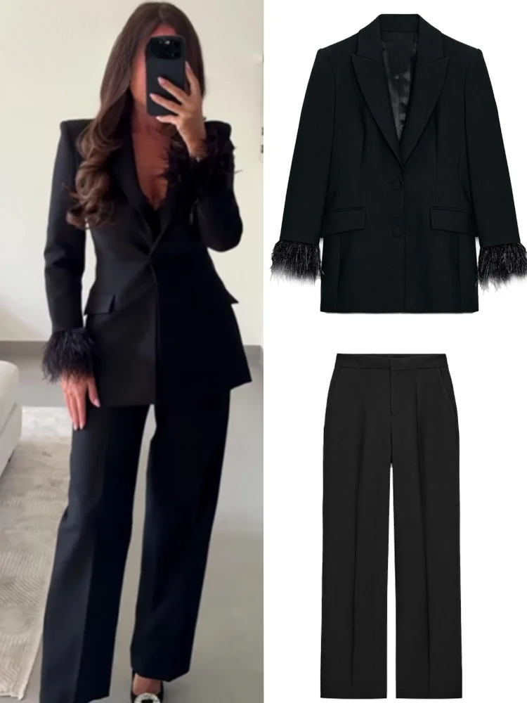 Şık Tüylü Blazer Pantolon Takı - Shoulder Pad Set In incelemesi ve fiyatı